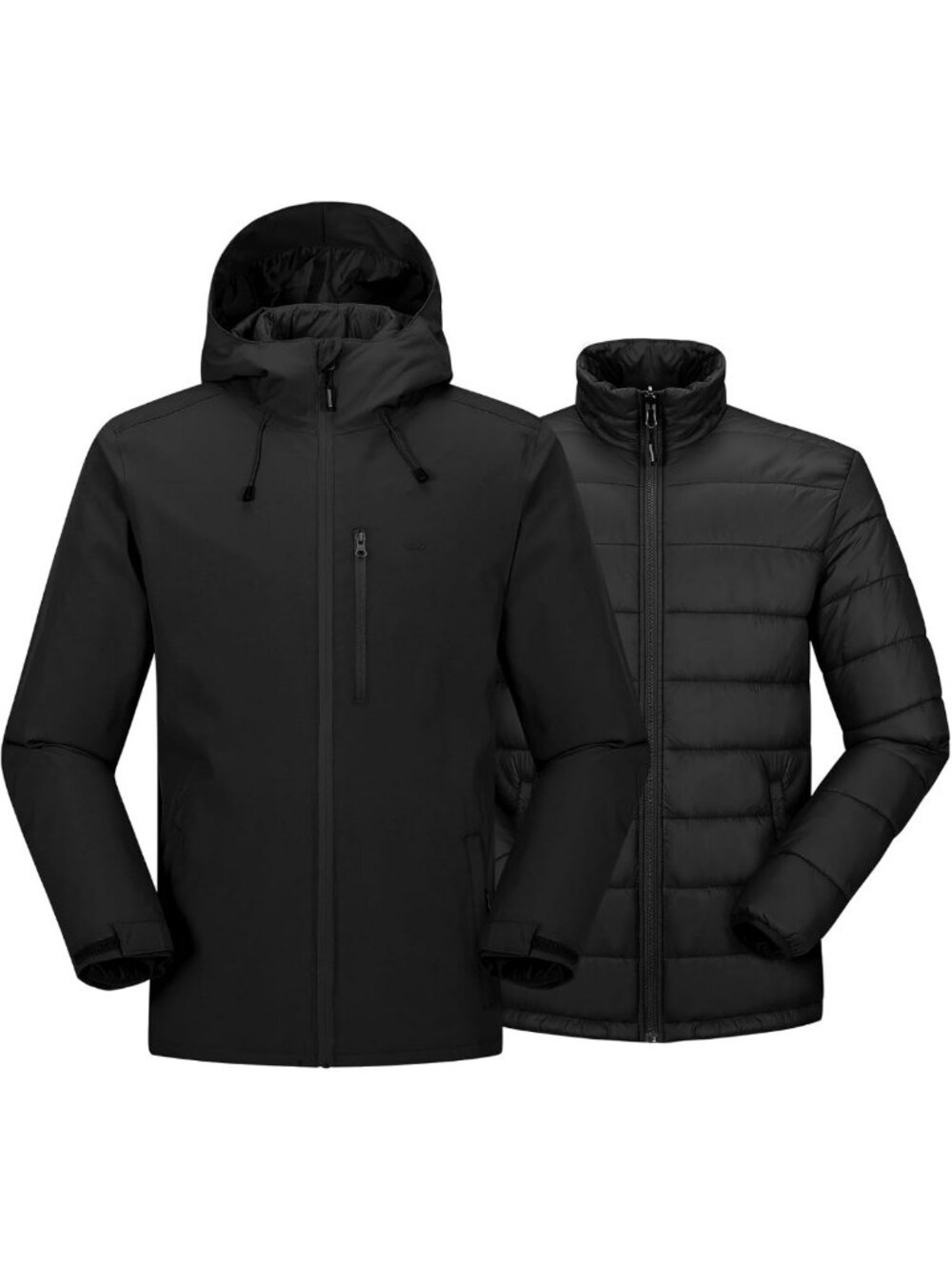 Men's Waterproof 3-in-1 Snow Ski Jacket, Hooded Winter Puffer Coat, Warm